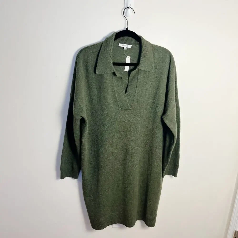 Madewell Olive Long Sleeve Dress - Picture 5 of 9
